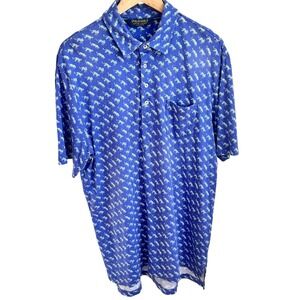 Polo Golf Ralph Lauren Men's Blue Leopard Performance Polo Shirt Size Large